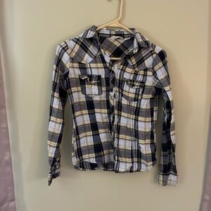 Derek Heart Navy, White & Yellow Plaid Shirt